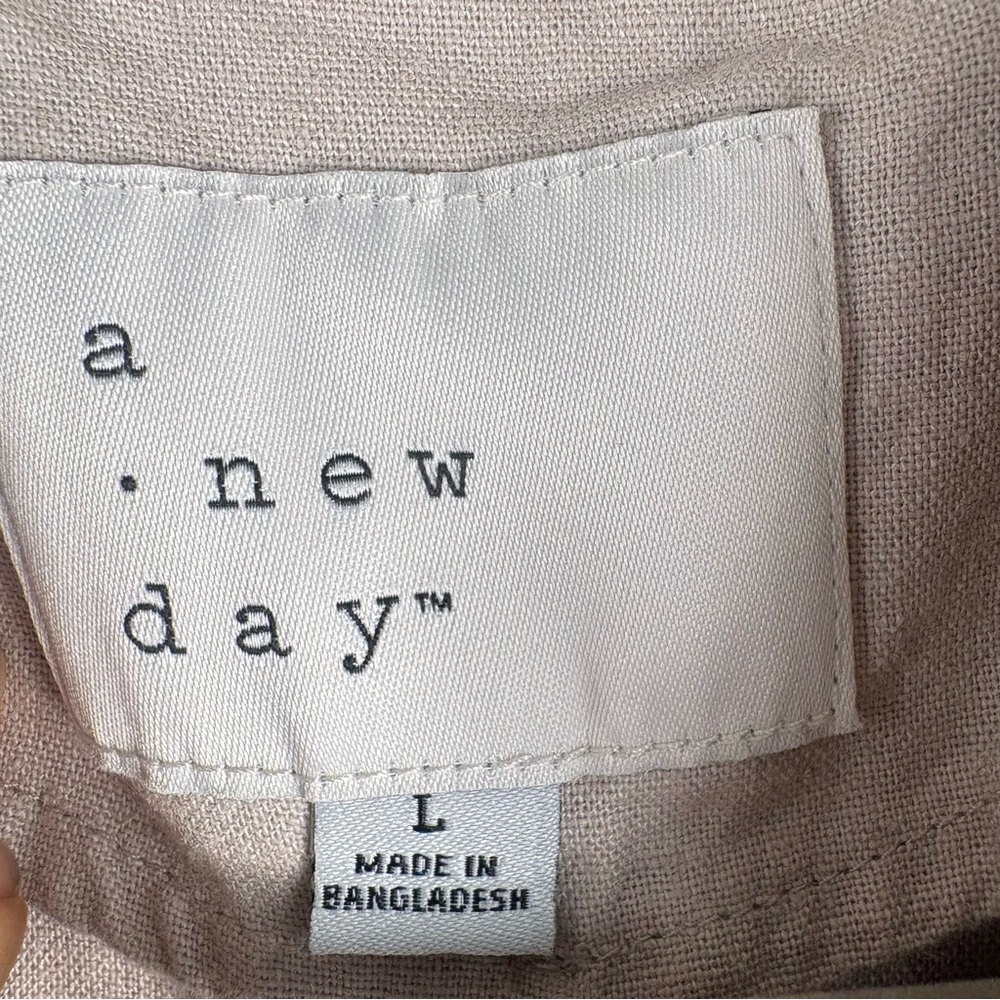 A New Day Women's Cream Double-Breasted Linen Trench Coat Large Gorpcore - Picture 7 of 14